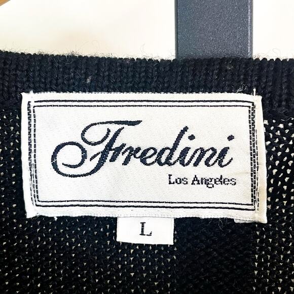 Fredrini Womens Vintage Wool Blend Tunic Length Sweater - Black Gold, Size L - Picture 5 of 7